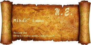 Mikó Emma névjegykártya